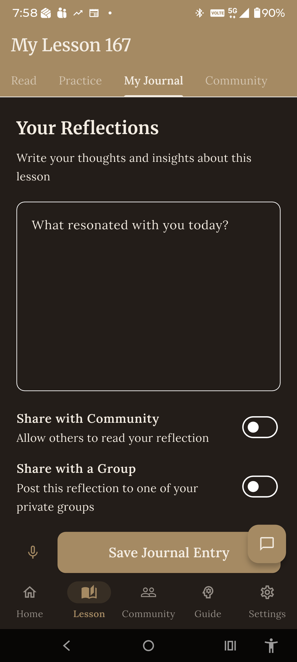 Write personal reflections and share with community